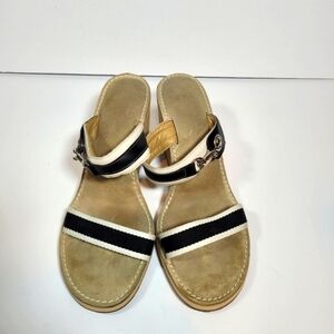 Coach Camilla Wedges Black & White Leather /Material